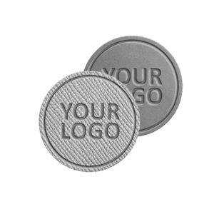 Стикер из экокожи круглой формы с тиснением, диаметр D20 мм