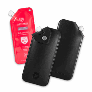 Антисептик-картридж 25мл в чехле из экокожи, цвет черный classic