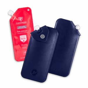 Антисептик-картридж 25мл в чехле из экокожи, цвет темно-синий classic