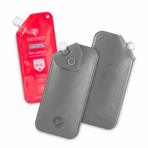 Антисептик-картридж 25мл в чехле из экокожи, цвет серый classic