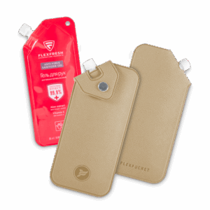 Антисептик-картридж 25мл в чехле из экокожи, цвет бежевый