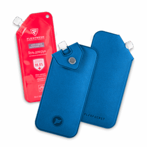 Антисептик-картридж 25мл в чехле из экокожи, цвет синий