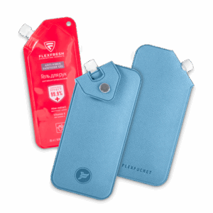 Антисептик-картридж 25мл в чехле из экокожи, цвет голубой