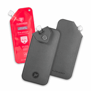 Антисептик-картридж 25мл в чехле из экокожи, цвет серый