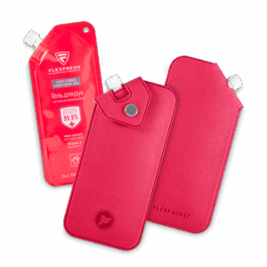 Антисептик-картридж 25мл в чехле из экокожи, цвет маджента