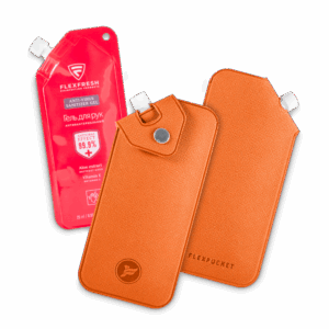 Антисептик-картридж 25мл в чехле из экокожи, цвет оранжевый