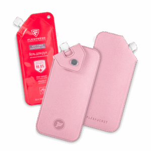 Антисептик-картридж 25мл в чехле из экокожи, цвет розовый