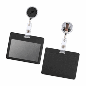 Карман с металлическим ретрактором - горизонтальный, цвет черный