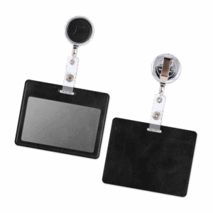 Карман с металлическим ретрактором - горизонтальный, цвет черный Classic