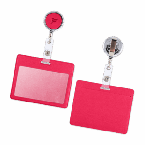 Карман с металлическим ретрактором - горизонтальный, цвет маджента