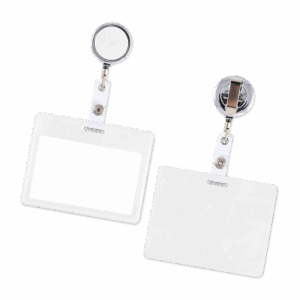 Карман с металлическим ретрактором - горизонтальный, цвет белый Classic