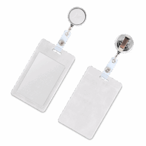 Карман с металлическим ретрактором - вертикальный, цвет белый Classic