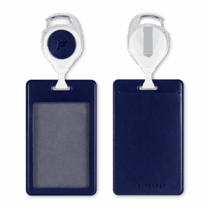 Карман с ретрактором универсальным, цвет темно-синий classic