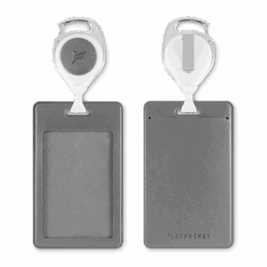 Карман с ретрактором универсальным, цвет серый classic