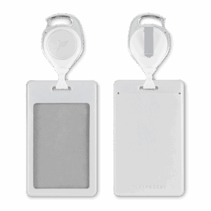 Карман с ретрактором универсальным, цвет белый classic