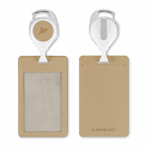 Карман с ретрактором универсальным, цвет бежевый