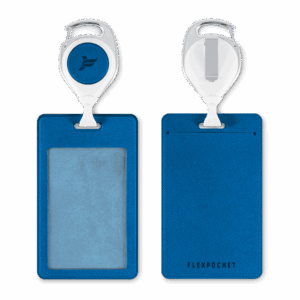 Карман с ретрактором универсальным, цвет синий