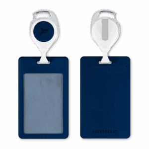 Карман с ретрактором универсальным, цвет темно-синий