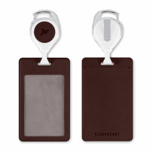 Карман с ретрактором универсальным, цвет коричневый