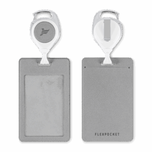 Карман с ретрактором универсальным, цвет светло-серый