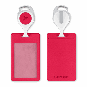 Карман с ретрактором универсальным, цвет маджента