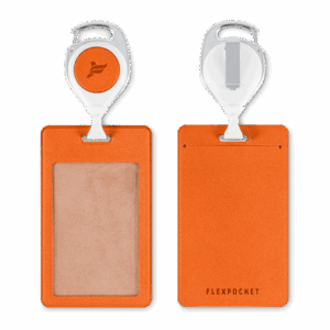 Карман с ретрактором универсальным, цвет оранжевый