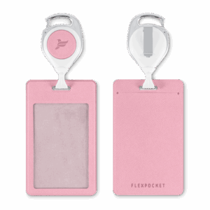 Карман с ретрактором универсальным, цвет розовый