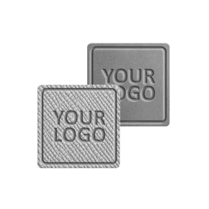 Стикер из экокожи квадратной формы с тиснением, размер 20х20 мм