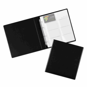 Визитница настольная на кольцах - большая, цвет черный Classic