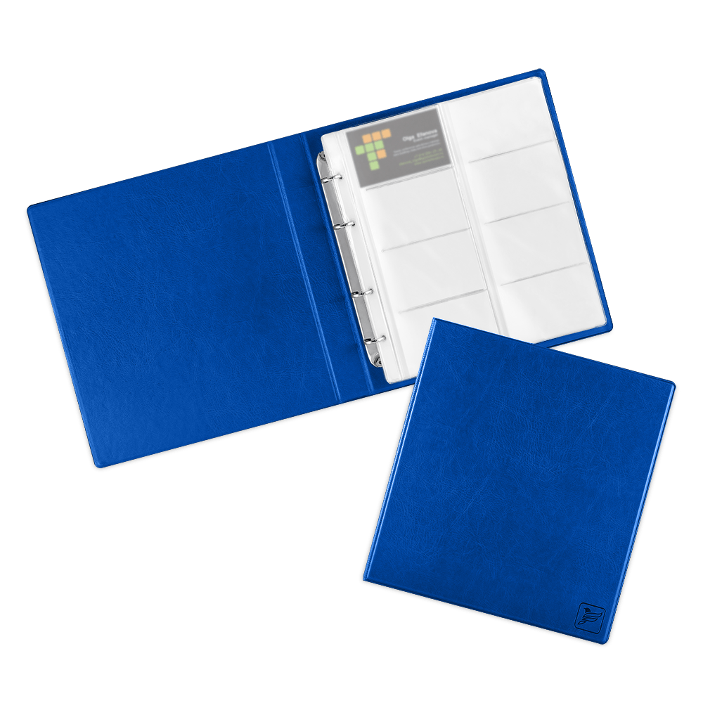 Визитница настольная на кольцах - большая, цвет синий Classic