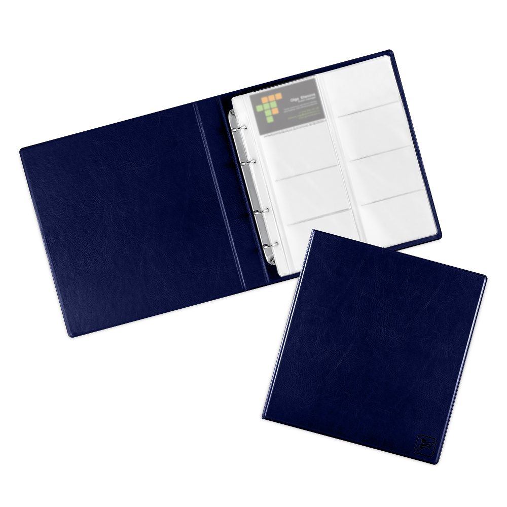 Визитница настольная на кольцах - большая, цвет темно-синий Classic