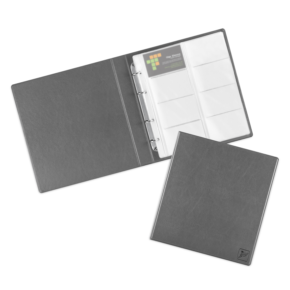 Визитница настольная на кольцах - большая, цвет серый Classic
