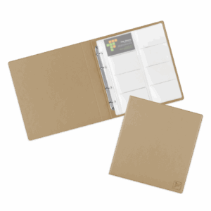 Визитница настольная на кольцах - большая, цвет бежевый