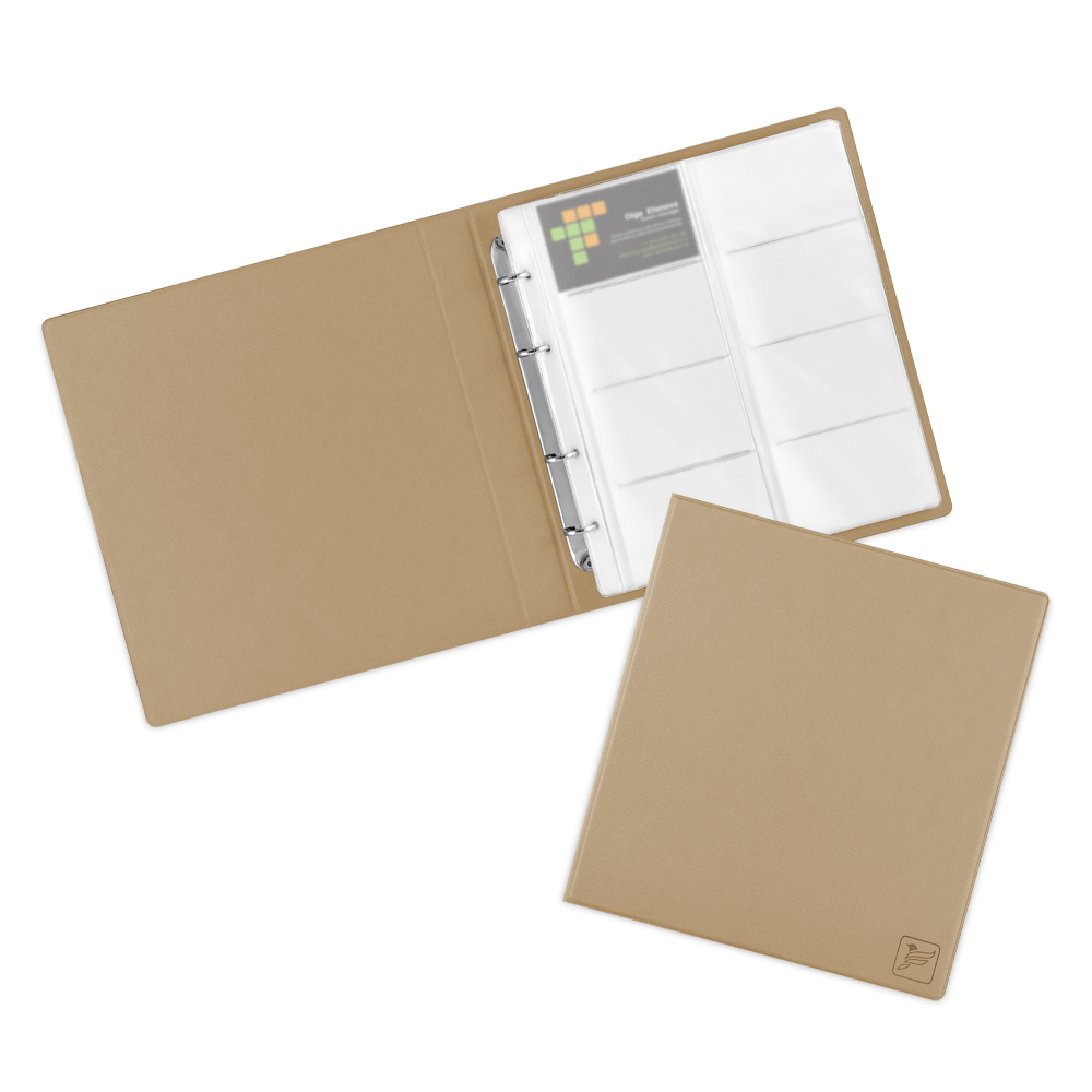 Визитница настольная на кольцах - большая, цвет бежевый