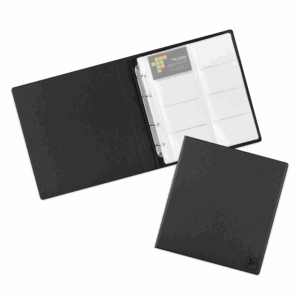 Визитница настольная на кольцах - большая, цвет черный
