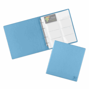 Визитница настольная на кольцах - большая, цвет голубой