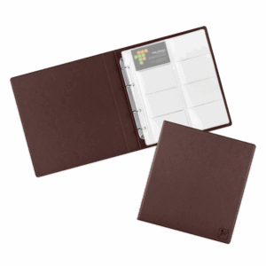 Визитница настольная на кольцах - большая, цвет коричневый