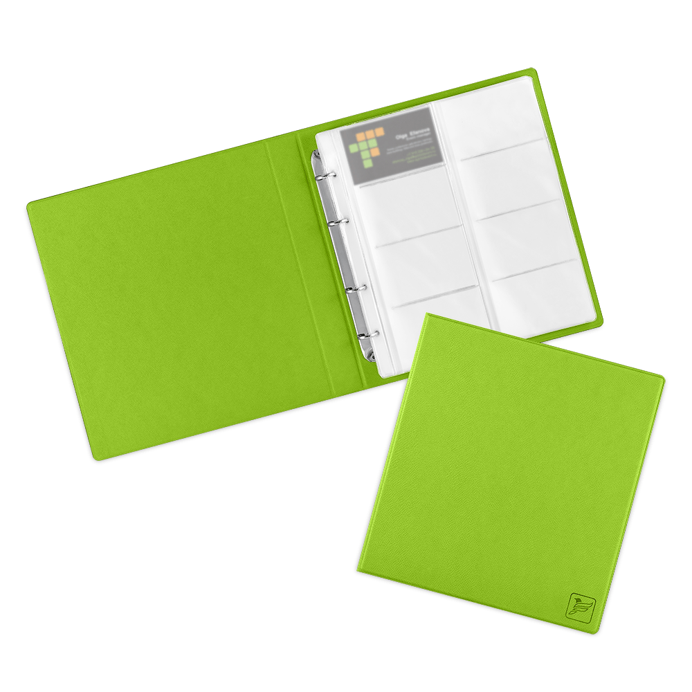 Визитница настольная на кольцах - большая, цвет зеленый