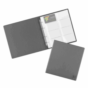 Визитница настольная на кольцах - большая, цвет серый
