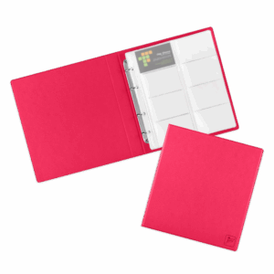 Визитница настольная на кольцах - большая, цвет маджента