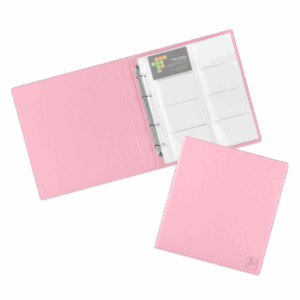 Визитница настольная на кольцах - большая, цвет розовый