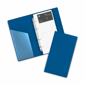 Визитница настольная на кольцах, цвет синий