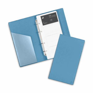 Визитница настольная на кольцах, цвет голубой