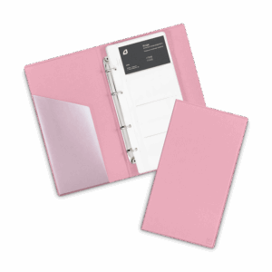 Визитница настольная на кольцах, цвет розовый