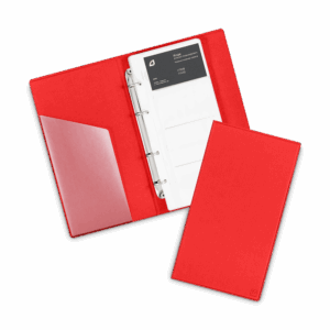 Визитница настольная на кольцах, цвет красный