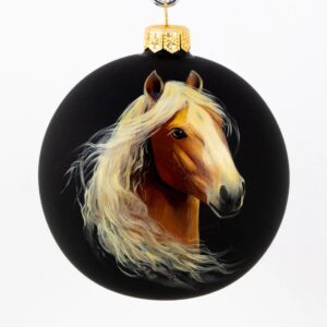 Новогодний шарик ручной росписи «Бежевый конь»