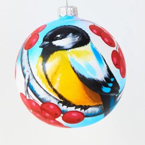 Ёлочный шарик ручной росписи «Синица КЛАССИК»