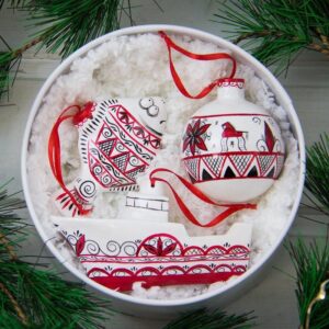 Подарочный набор новогодних игрушек из авторского фарфора