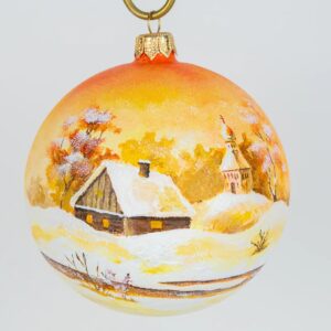 Новогодний ёлочный шарик «Домик оранжевый»