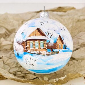 Новогодний шар ручной росписи «Снежный день»